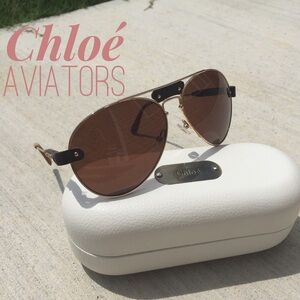Chloe Brown Aviator Sunglasses